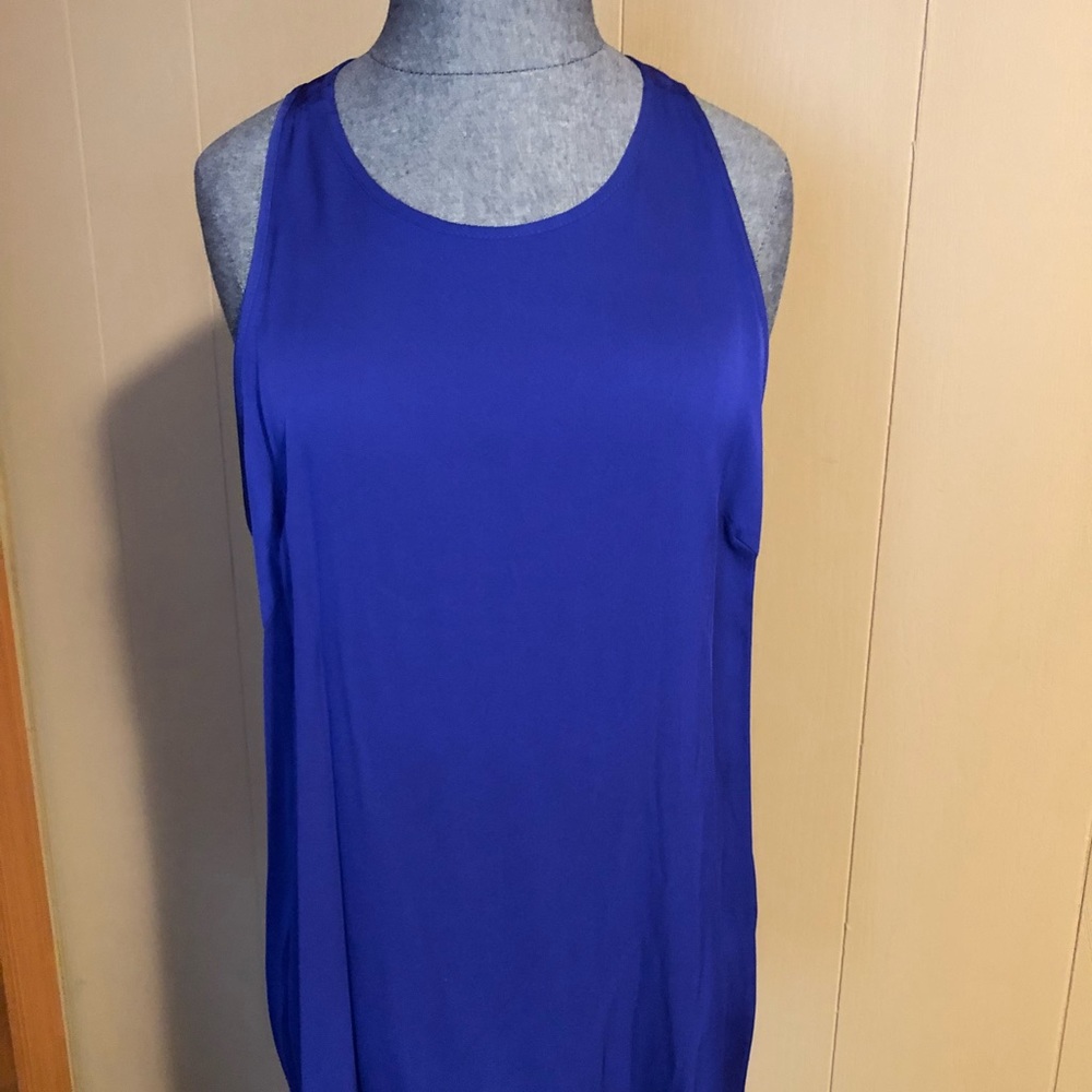 Milly Cobalt Stretch-Silk Keyhole Tank Top